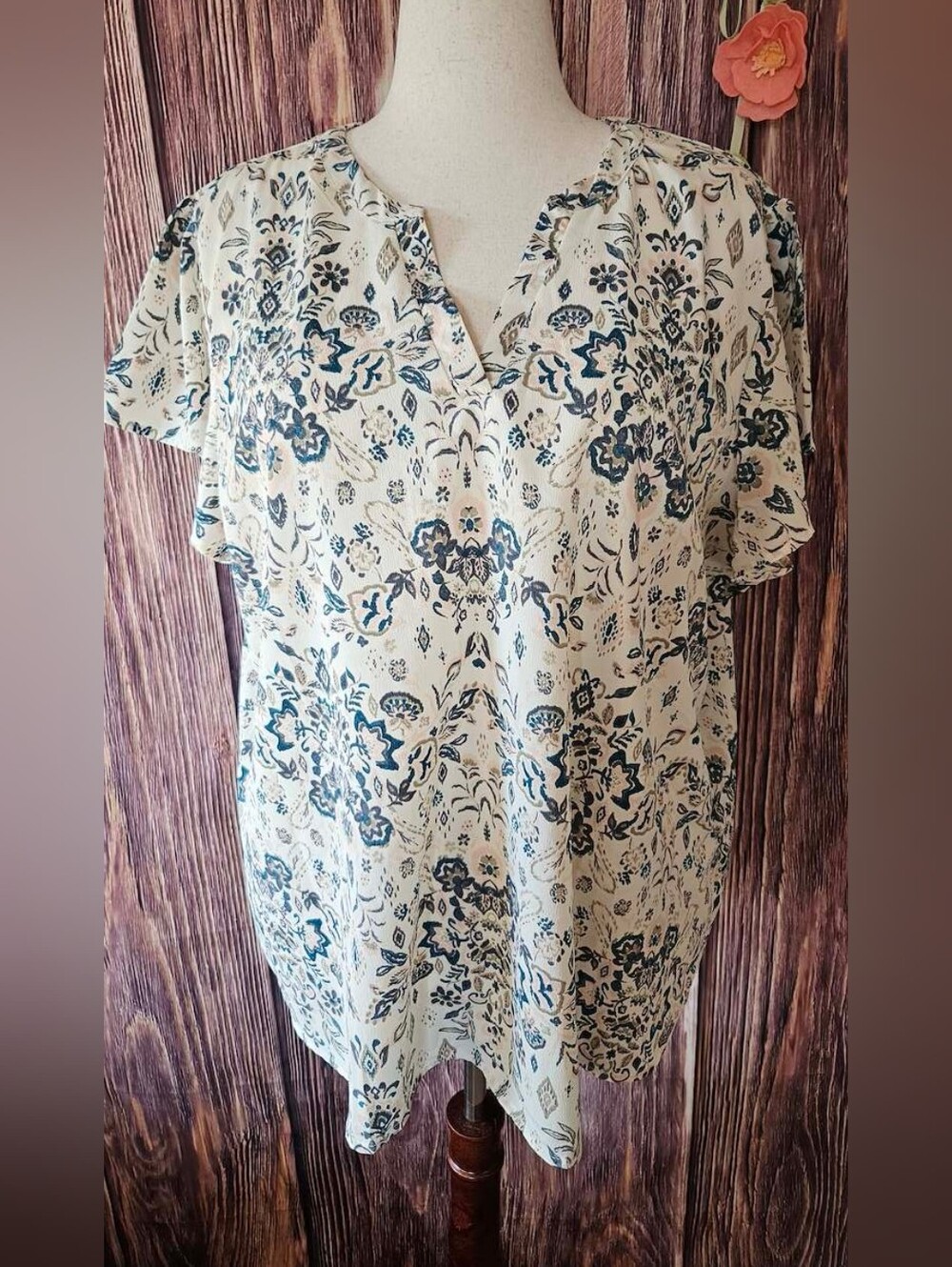 Maurices Flutter Sleeve Popover Blouse Size 2X